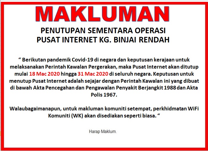 NOTIS TUTUP COVID19