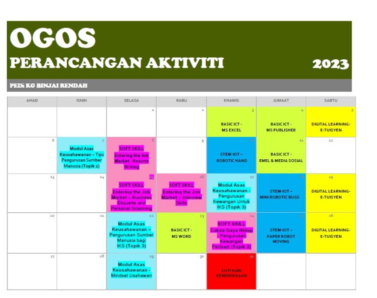 JADUAL PERANCANGAN OGOS 2023
